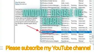 How Disable Or Enable Window Update Option