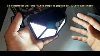 Güneş enerjili 100 Led Duvar tipi lamba - Sensörlü 100 Led lamba - Şarjlı Işıldak - Filtresiz Bilgi