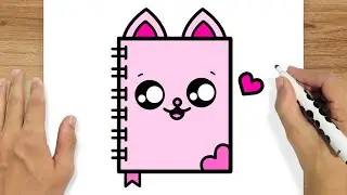 COMO DESENHAR UM CADERNO DE GATINHO FOFO