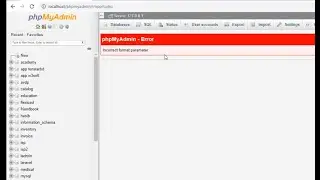 phpmyadmin - Error : incorrect format parameter