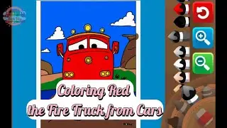 Coloring Red the Fire Truck from Cars | Radiator Springs Art Blaze| Fun Hop