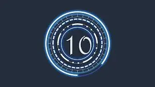 10 Seconds counter timer round blue light glow. Count Up, Simple 2 sounds.Dark Mode 2021 Powerpoint