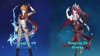 C0 Tartaglia National & C6 Rosaria Freeze | Spiral Abyss 3.3 9 stars | Genshin Impact