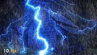 Heavy rain and thunder. Rain sounds for relaxation, concentration or sleep. 10 hours.