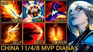 DIANA MVP Mid Lane S Rating 11/4/8 - China Wild Rift New Meta Build & Runes By Tiarty
