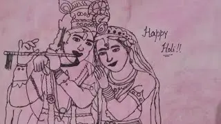 Krishna Drawing 🎨 X Holi Colours| 