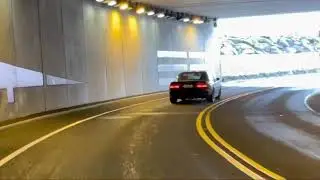 BMW E31 840i followed by an E60 M5 through a tunnel