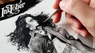 ✦ INKTOBER FOMO // Traditional Inking process with brush and dip pen