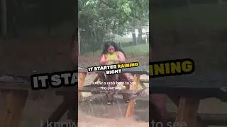 She had a shocking meal in pouring rain 😆