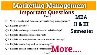 MBA II Semester: Marketing Management Important Questions