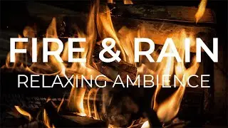 Fire & Rain Relaxing Ambience | Fireside Rainstorm