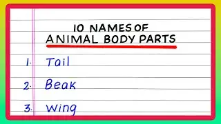 NAMES OF ANIMAL BODY PARTS | 5 | 10 NAMES OF ANIMAL BODY PARTS | IN ENGLISH