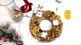 Новогодний венок, рождественский венок из пробок своими руками DIY