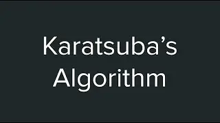 Karatsuba's Algorithm