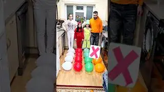 Balloons Pop Challenge Race Fun Family Game 😂🟠🟢🔴⚪️  #shorts