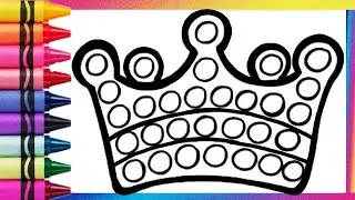 Drawing and coloring a Popit Crown 👑✨️😍💕 Easy Crown drawing for kids #crown #crowndrawing