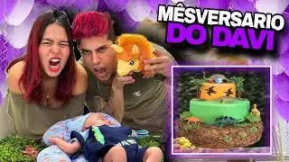 ANIVERSÁRIO DE 01 MÊS DO DAVI *ele chutou o bolo