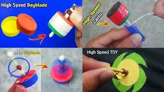 4 High Speed Beyblade Toys Making | How to make Spinning Toy At Home