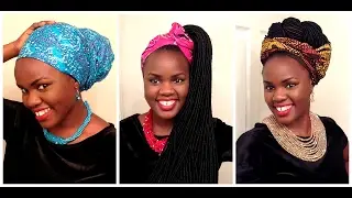 3 VERY SIMPLE WAYS TO ROCK ANKARA HEAD TIE AND  BRAIDS
