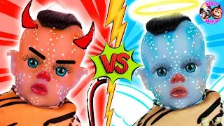 😇 AVATAR BUENO VS AVATAR MALO 😈 Rutina con mis 2 cachorros BEBÉS 🐶 🐶