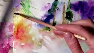 Лесной пейзаж. Акварель Ольги Руссу. Watercolor/Olga Russu
