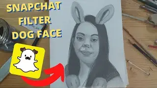 REALISTIC FEMALE PORTRAIT DRAWING | SNAPCHAT FILTER DOG FACE