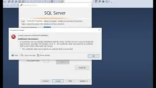 (Microsoft SQL Server, Error)The certificate chain was issued by an authority that is not trusted.