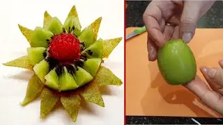 Как сделать цветы из киви (простой карвинг)? Как очистить киви без ножа? 