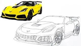 How to Draw a Corvette ZR1 | Realistic Pencil Drawing Tutorial (Step by Step)