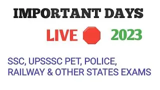 IMPORTANT DAYS FOR SSC / UPSSSC / POLICE/ RAILWAYS/ ALL STATE EXAMS  ENGINEERSSTUDY
