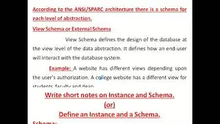 What is schema  and Instance in database with example?  Three levels Schema Architecture.