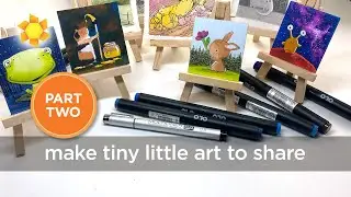 Free Little Art Gallery (tiny works in watercolor + alcohol markers)
