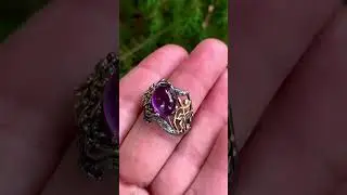 Серебряное кольцо с аметистом, размер 18