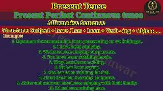 Present Perfect Continuous Tense | Affirmative Sentence By Creative Anuwar