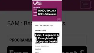 IGNOU BA July 2024 Admission | Exam, Assignment, Re-registration #ignouexam #ignouassignment #shorts