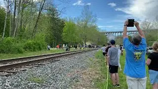 Steam in the Valley 2022 Nickel Plate Road 765 Passing Brecksville at track speed 2
