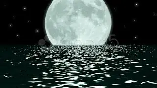 Ocean Night Large Moon Fantasy Scene Seamlessly Looping Hd. Stock Footage