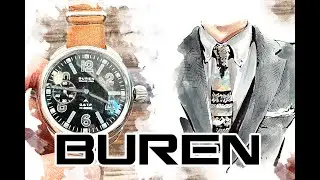 Buren, мужские наручные часы, военная механика.
