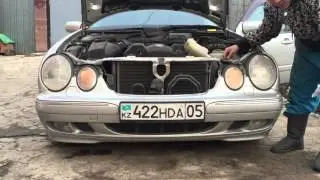 Mercedes benz w210 how to installing DRIVE running light установка ДХО в дальний в пол накала