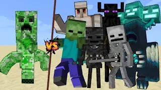 Titan Creeper vs All Titan mobs in Minecraft - Minecraft Mob Battle