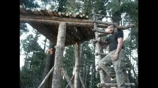 Camp Update 3 - building tree platform, using 2-man saw