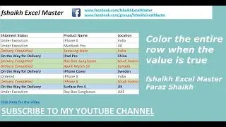 🎨Color Entire Row based on text Office 2016 & Office365 (No Macro)