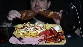 ||ASMR MUKBANG|| Kahvaltılık Simit, Patates ve Salam #neromasmr
