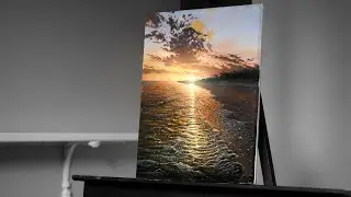 Painting a Sunset Over The Ocean Beach with Acrylics - Paint with Ryan