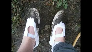 Rucanor T bar white plimsolls get rather muddy