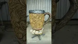 кружка из артбетона. можно использовать как кашпо для растений или урну