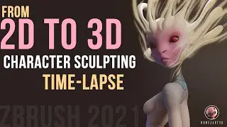 Zbrush 2021 - from 2D to 3D Character Sculpting time - lapse