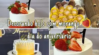 DECORANDO BOLO COM MORANGO 🍓 + DIA DO ANIVERSÁRIO TEMA BOTECO 🍺 | Letícia Borgheti