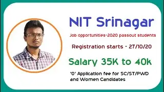 NIT- Srinagar recruitment 2020 | All BTech/MTech BE/ME MCA Diploma and 12th pass Students can apply