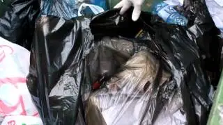 Изъятие пакета с документами из мусорного бака